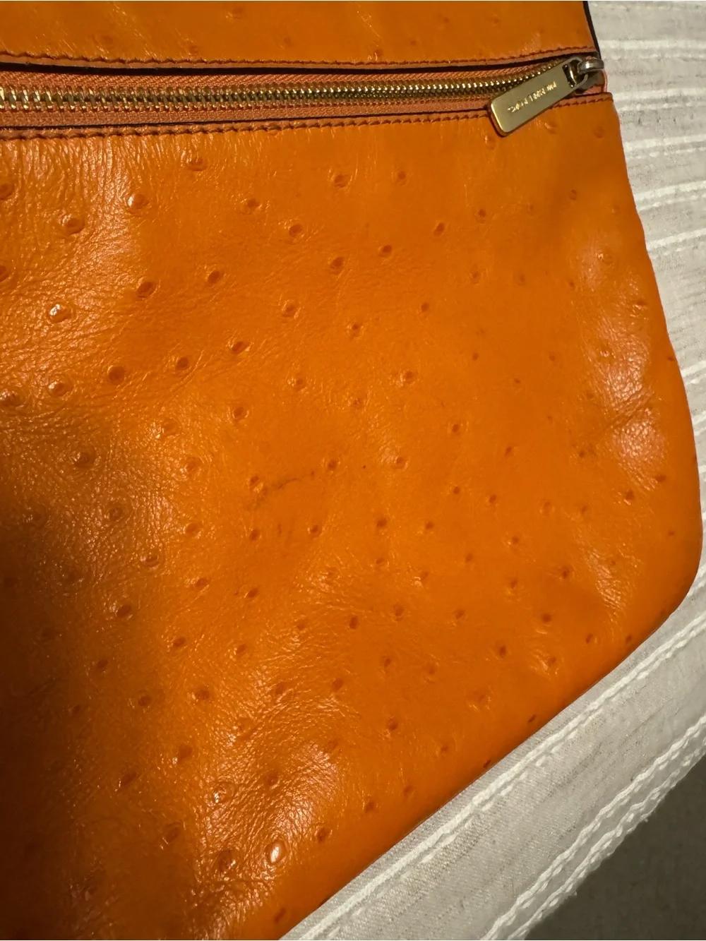 Michael Kors Orange Ostrich-Embossed Crossbody Bag - Picture 2 of 7